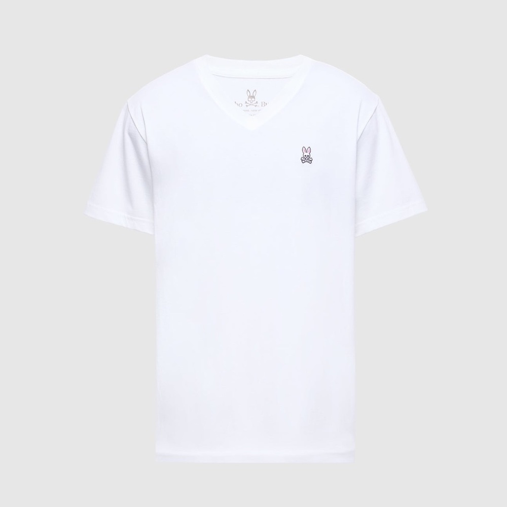 NWT Psycho Bunny Big & Tall Classic V Neck Tee in White Size XLT